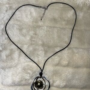 Elegant Black Silver and Gold Pendant Necklace